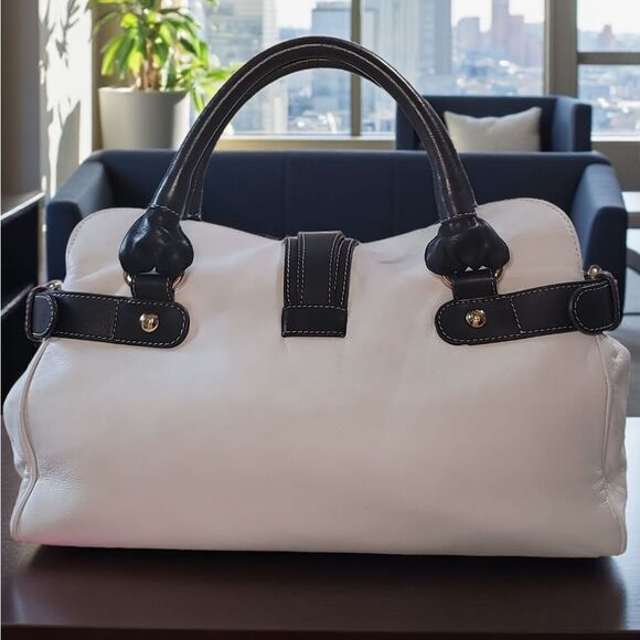Giorgio Armani VTG Elegant White and Black Satchel Repainted - Picture 3 of 13